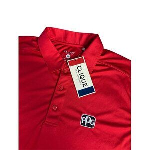 Clique Golf Polo Shirt PPG Embroidered Red NEW